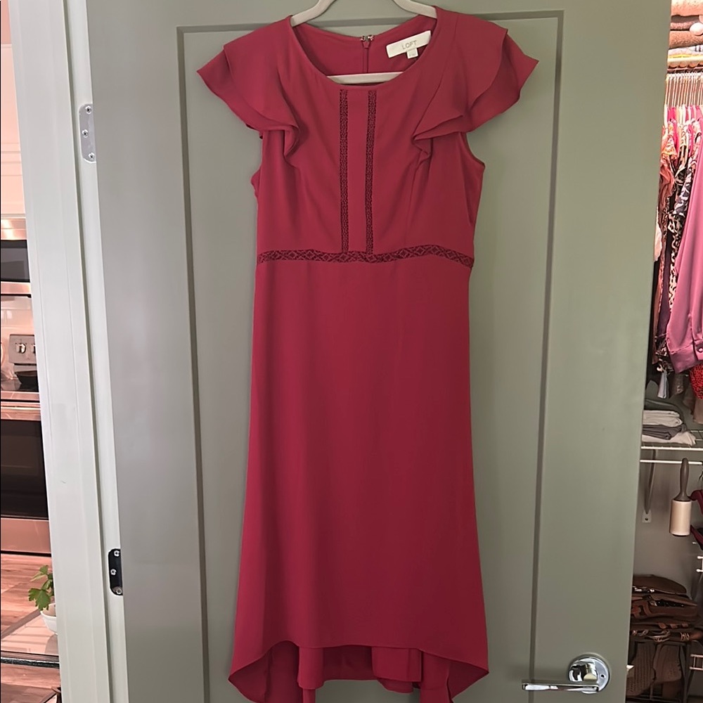 LOFT Red High-Low Ruffled Sundress